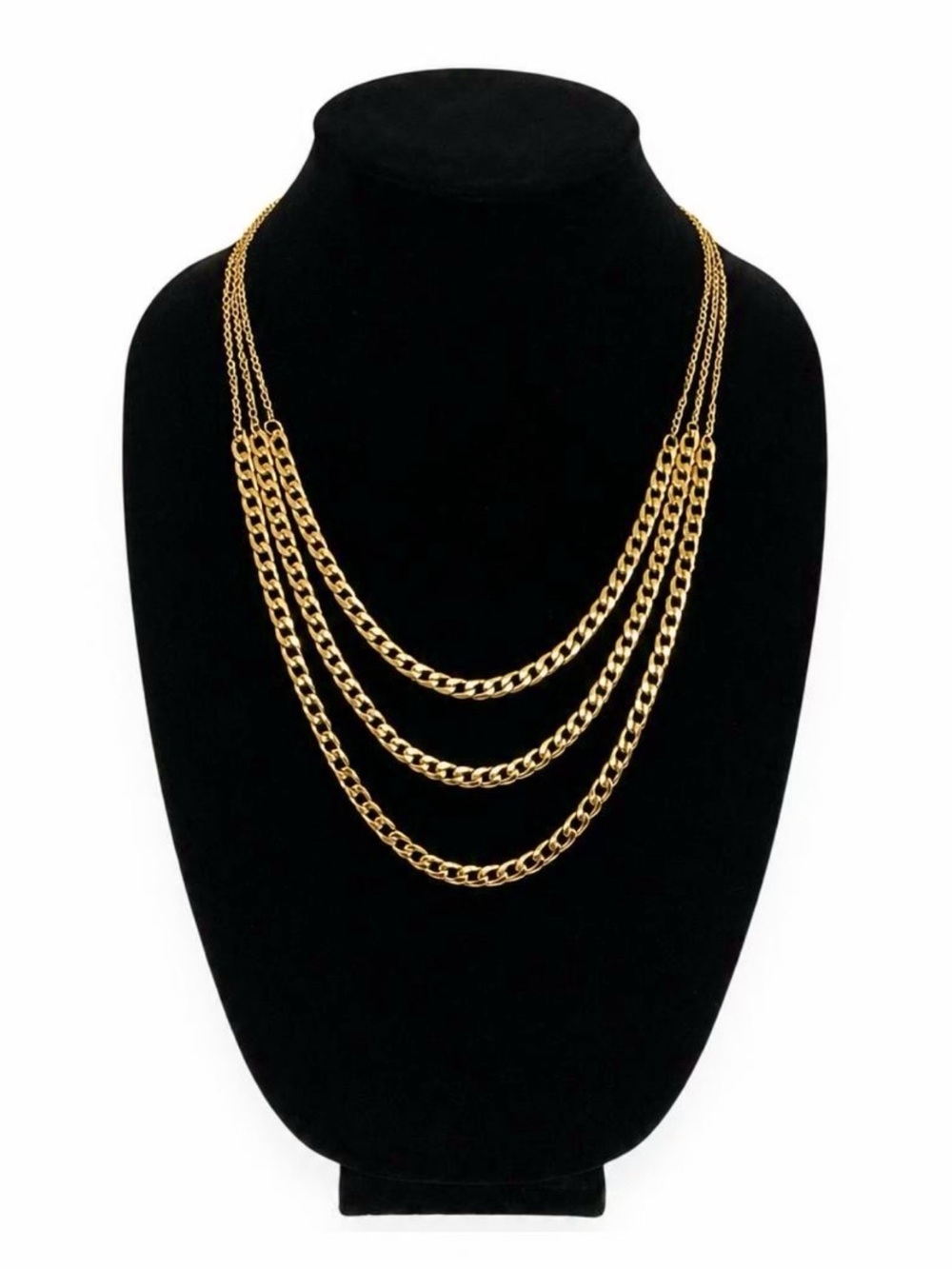 Multi-Strand Gold-Tone Layered Cuban Link Chain Necklace